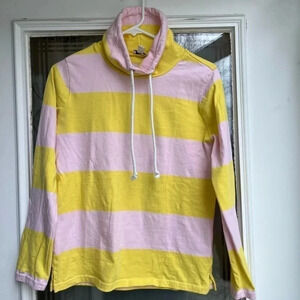 J Crew‎ Yellow and Pink Striped Cowl Neck Pull Over XXS